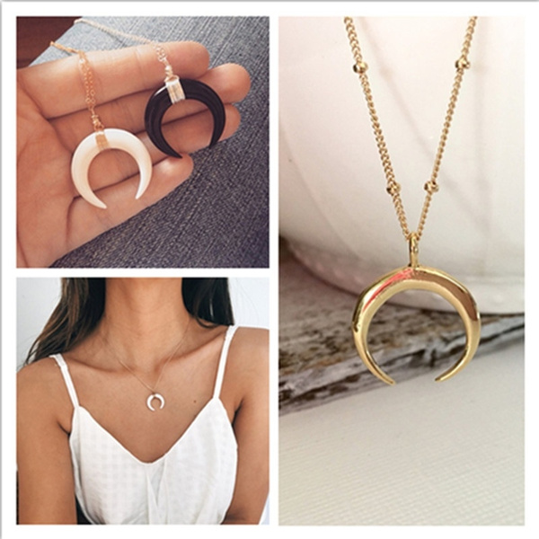 Fashion New Gold Horn Necklace Maxi 