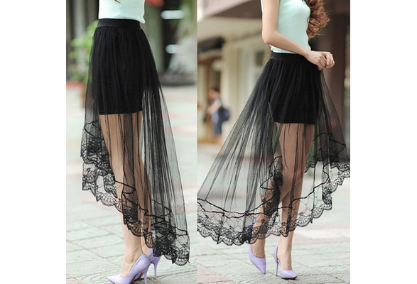 lace overlay maxi skirt