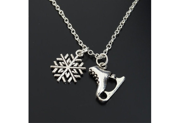Jewels Obsession Ice Skate Necklace 14K Yellow Gold-plated 925 Silver Ice Skate Pendant with 16 Necklace