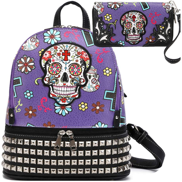 sugar skull backpack purse
