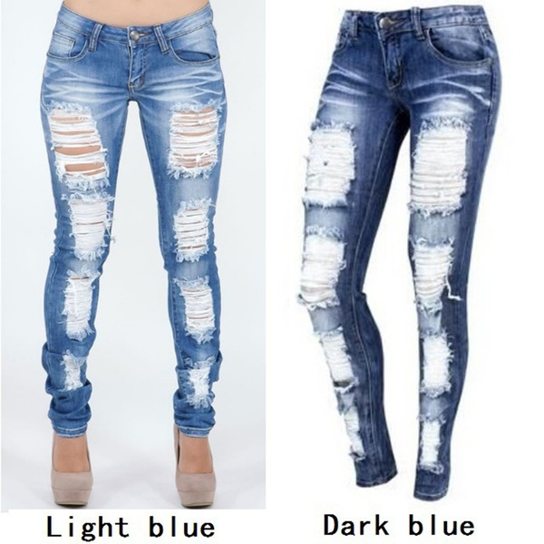 Skinny Ripped Jeans New Fashion Women Pants Boyfriend Jeans S-XXL | Wish