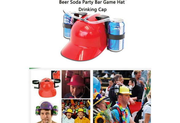 Beer Strange New Gadgets Creative Lazy Helmet Hat Straw Coke Beer Drink  Wine