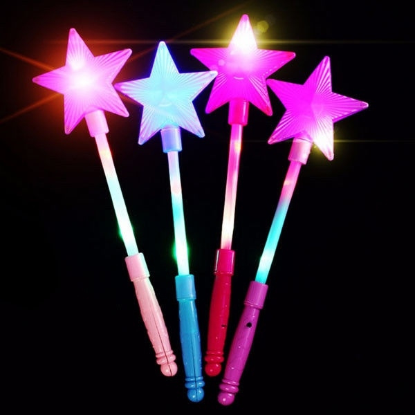 LED Flashing Stick Children Girls Light Up Moon Star Fairy Magic Wand Sticks 