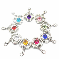 Mix 9 heart flower round water drop dangle charms lobster clasp charm for DIY Necklace penant floating charms Jewelry