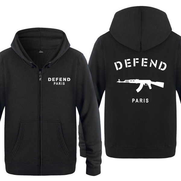 Fashion Pullover Hoodies Fleece Fleece Zipper Sweater To Defend Paris  AK47Graphic | Wish