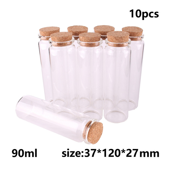 TAI DIAN 37x120x27mm 90ml Big Glass Jars Corks Bottles Gift Transparent  Glass Vials Jars Wholesale Glass Bottles 50pcs/lot (50, 90ml-37x120x27mm)