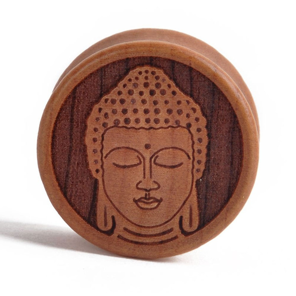 10-20mm 1Pair Meditating Buddha Organic Wooden Flesh Tunnels Ear Gauges Ear Plug