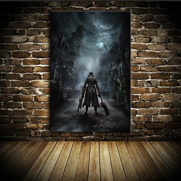 New UNFRAMED HD Action Game Bloodborne Oil Painting for Room Background