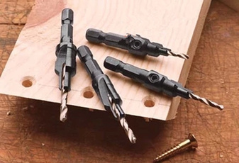 5PCS 6# 8# 10# 12# 1/4 Hex Quick Change Shank Countersink Tapered Drill Bits Cone Reaming Drill Bit Set Wood Woodworking Tools