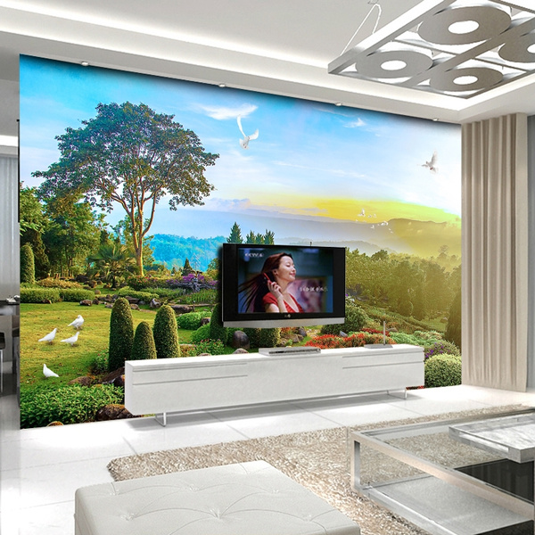 Custom 3D stereo TV background wall paper living room mural wallpaper  bedroom modern minimalist pastoral scenery wallpaper 5D | Wish