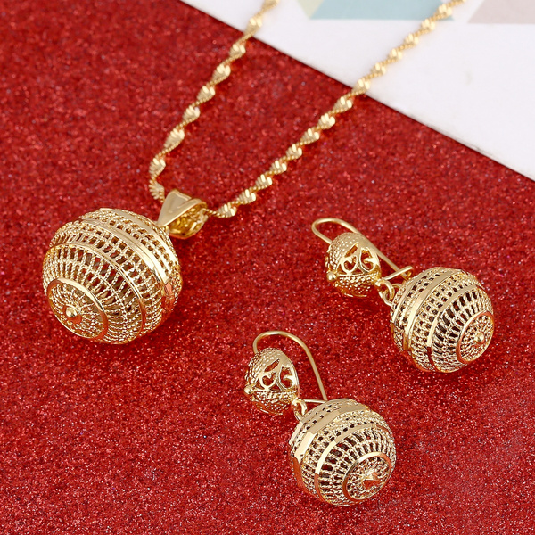 Simulated Diamond Stone Pendant Necklace Earrings Set 18K White Gold Filled  Over | eBay