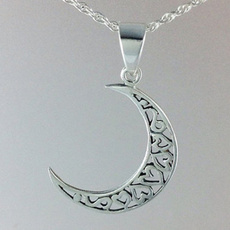 Jewelry, silvermoonnecklace, halfmoonnecklace, Gifts