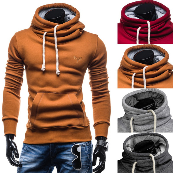 High Quality Casual Men s Jacket High Collar Slim Hoodies Mens Turtleneck Hoodies