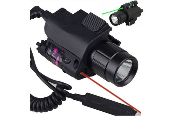 Red/Green Laser Sight Combo F 20mm Picatinny Rail US Tactical Q5 LED Flashlight 