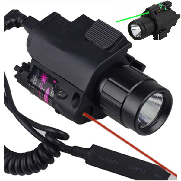 1" Scope Ring Mount Green Laser with Q5 Red LED Flashlight Hunting Light Torch 