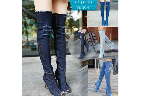 denim long shoes