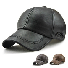 NEW Outdoor Winter Men's Baseball Cap PU Leather Material Hat Golf Hat Waterproof Windproof Sports Cap Gorras Baseball Casquette