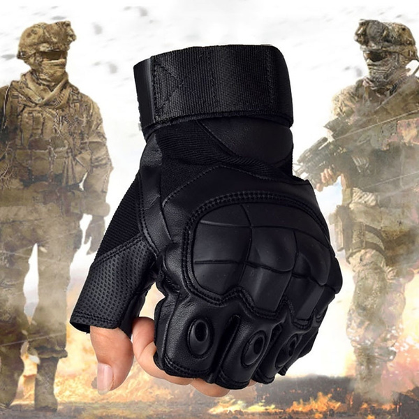 Military Tactical Fingerless Outdoor Motorcycle Hard Knuckle Half Finger Gloves 