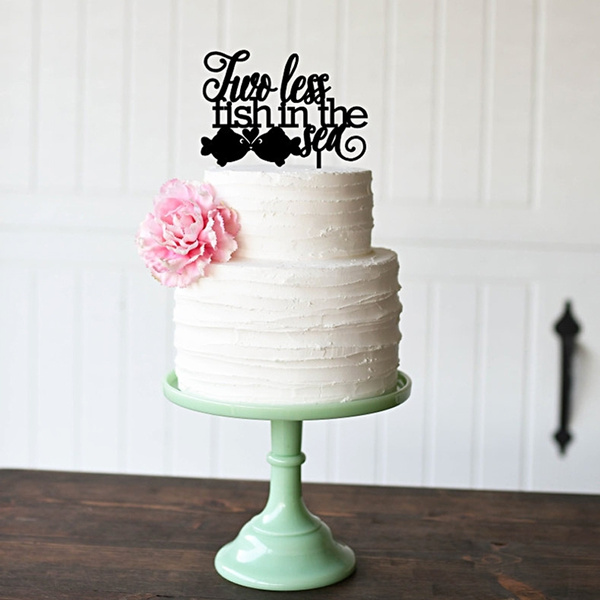 Two Less Fish In the sea Wedding Cake Topper Fishing Wedding Cake Topper Bridal  Shower Beach Wedding Cake Topper