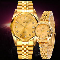 Male and Female Strip Couple Watches Quartz Watch Diamond Gold Leisure Calendar Waterproof Watch Business Gold Table Luxury Watches Valentine Gift