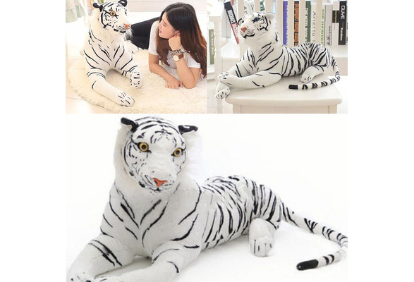 22'' Tiger Plush Animal Realistic Big White Tiger Hairy Soft Stuffed Toy Pillow