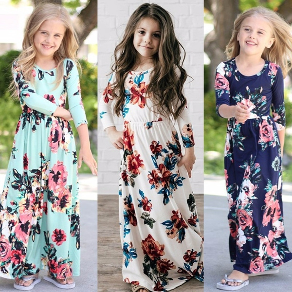 Girls Printed Dress Casual Kids Casual 