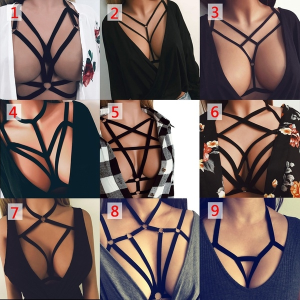  Strappy Elastic Hollow Out Bra Bustier Bandage Women