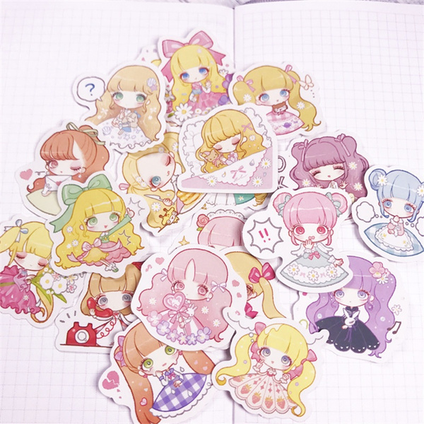 Kawaii Cute Anime Girls Mixed Stickers - Girls Diary Scrapbooking ...