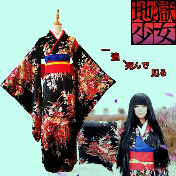 Anime Jigoku Shoujo Enma Ai Cosplay Kimono Haori Bathrobe Coat Unisex Jacket 