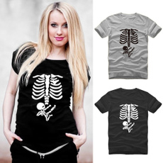 Goth, Skeleton, letter print, summer t-shirts