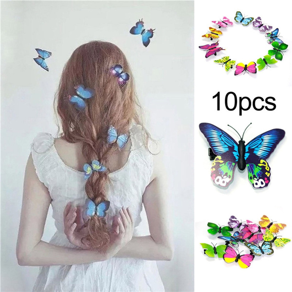 10Pcs Butterfly Hair Clips Bridal Hair Accessory Wedding Photography Costume sm 