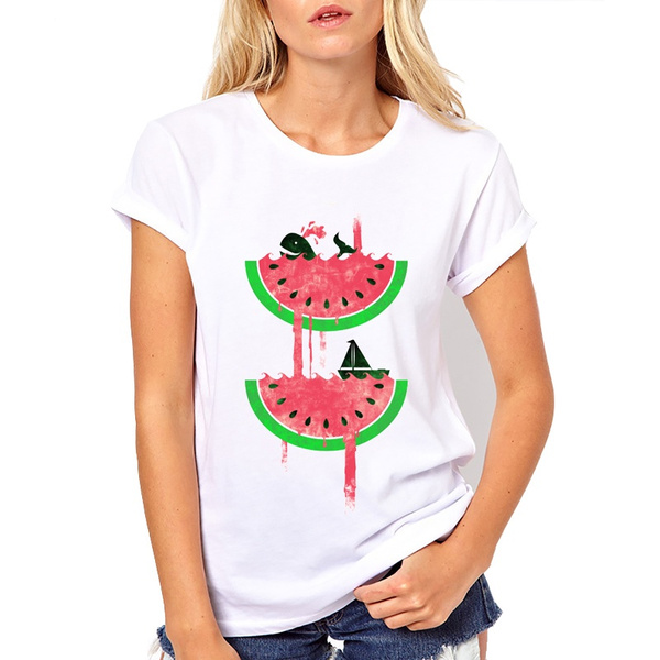New women's funny t shirt Cute Animal printed t-shirts women girl summer  casual tee tops clothing Watermelon Falls | Wish