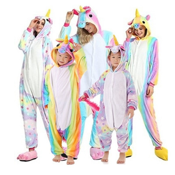 Onesie Colorful Unicorn Family Matching Outfits Animal Flannel Pajamas  Kigurumi Cosplay Christmas Halloween Costume Sleepwear | Wish