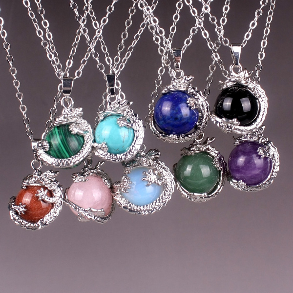 Tumbled Stone Resin Dragon Necklace - Mia Jewel Shop - Jewelry