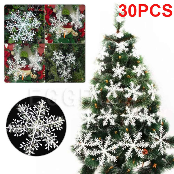 30X White Snowflake Ornaments Christmas Tree Decorations Festival Party Decor US 