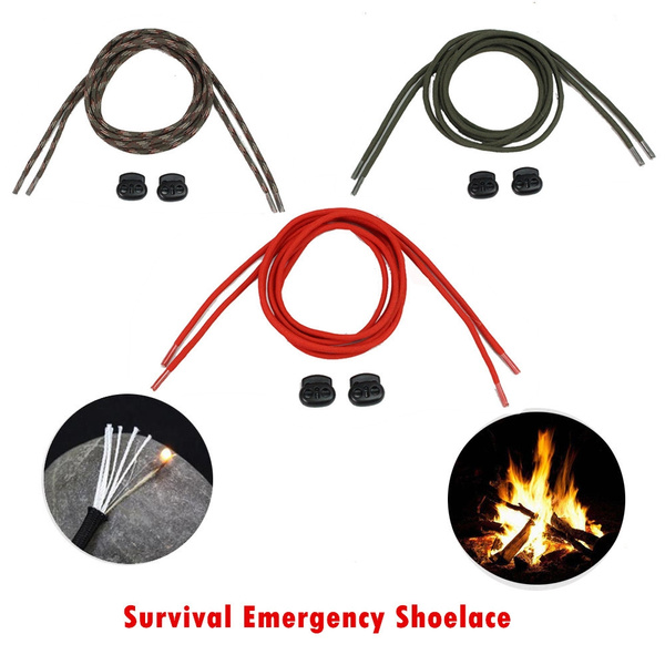 Wilderness Survival Emergency Shoelace Fire Starter Scrapper 550 Paracord Laces 