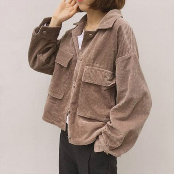 Young Women Corduroy Jacket Casual 