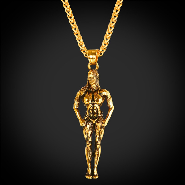 Body Builder Necklace | Gifts for Bodybuilders or Fitness Instructor Gifts  Gym Jewelry for Men and Women or Gifts for Crossfit Women Bodybuilding