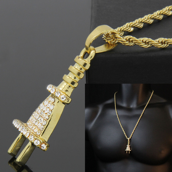 Men's Iced ELECTRIC PLUG Pendant 14k 