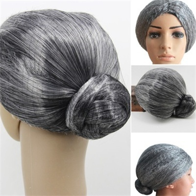 grey bun wig