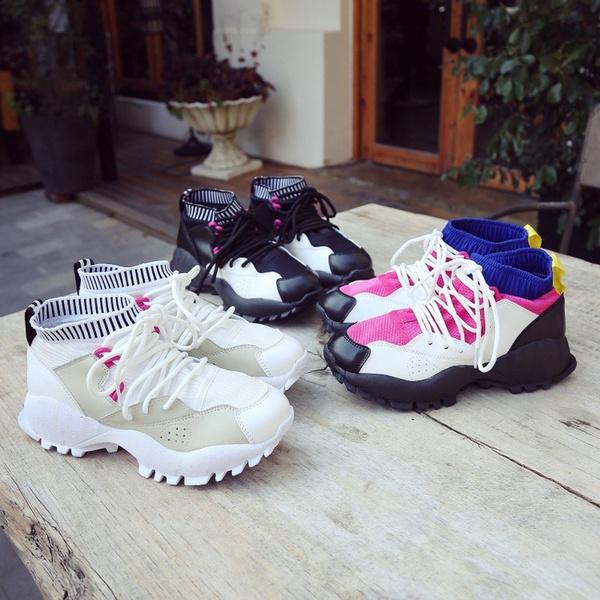 Zapatillas de deporte de mujer 2017 Nuevas zapatillas de mujer Calcetines  elásticos de fondo grueso Zapato de zapatos para correr Zapatillas altas  transpirables | Wish