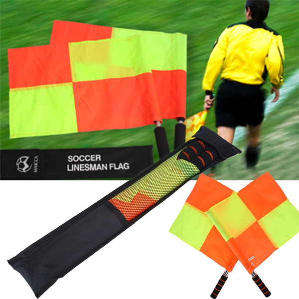 Linesman Flags with Storage Bag for Sports Match Soccer Football Hockey Training 2-Piece Referee Flags 