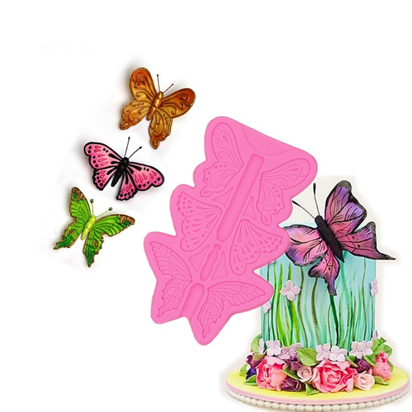Butterfly and Flowers Silicone Mold for Fondant Gum Paste Chocolate Crafts NEW 