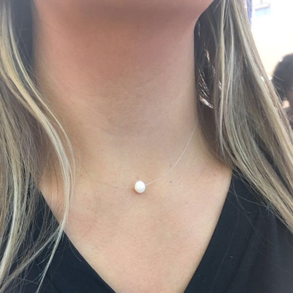 Floating sales pearl choker