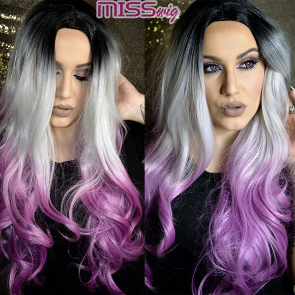 Black Grey Silver Ombre Pink Dip Dye Body Wave Hair Fashion