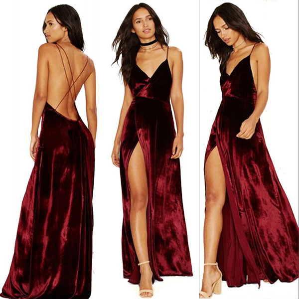 Velvet Festive Red Longline Strappy Dress - Limited