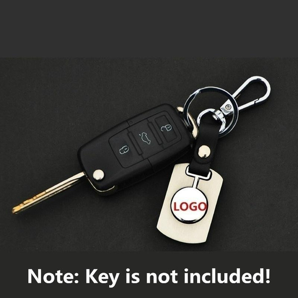 1pc x Logo Metal + Leather Car Keychain Keyring Key Holder for