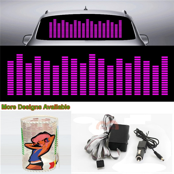 Fashion Purple Music Rhythm Car Sticker Flash Light Sound Activated Equalizer