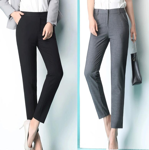 Mens Business Formal Skinny Trousers Casual Plaid Slim Fit Pencil Pants  Work OL | eBay