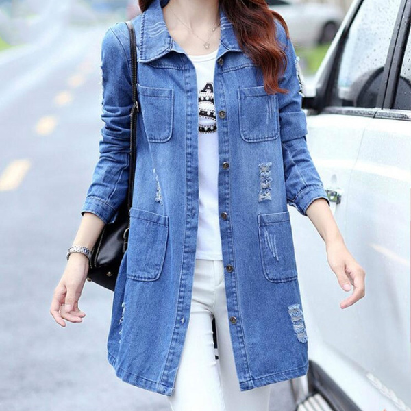 Long Denim Coat Wool Fit and Flared Coat Jean Coat With Hood Denim Jacket  With Patches Jean Collage Coat Grunge Long Jean Coat Women TC157 - Etsy